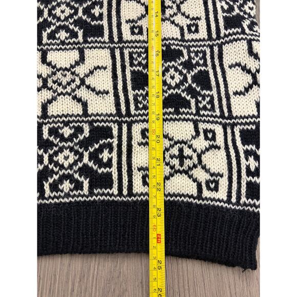 Gjendin Norwegian Hand Knit Pure Wool Sweater Black White Medium - Picture 2 of 8